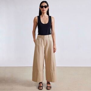 Apiece Apart Malou Wide Leg Pant Desert‎ Tan Linen Size 10 Pants Trousers